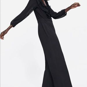 Zara V-Neck Jumpsuit with Ruffles